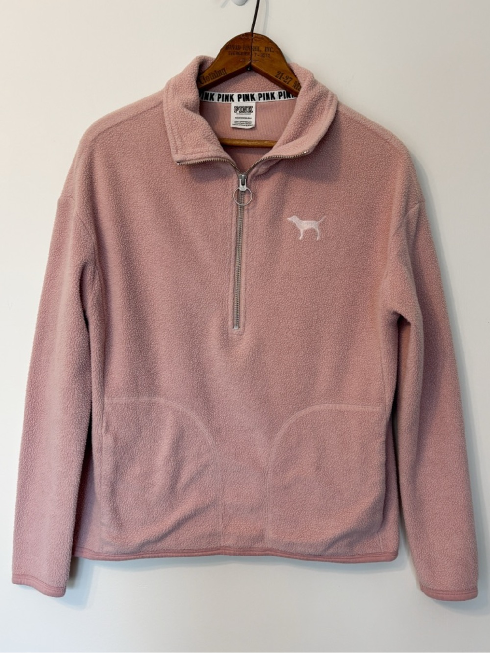 VS PINK Fleece Half Zip Pullover Sweatshirt in Blush Pink XS